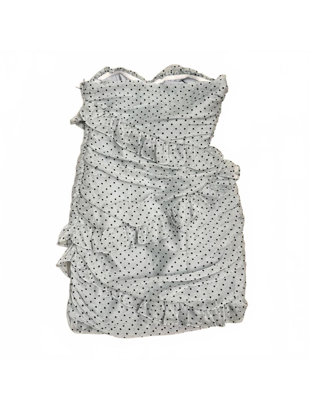 NWT Hello Molly Mimosa Time Blue and Black Polka Dot Ruffle Mini Dress- Size 4 - Picture 4 of 8